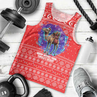 Tunisia Christmas Men Tank Top with Desert Camel Crescent Snowflake Pattern and National Emblem - Wonder Print Shop