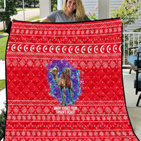 Tunisia Christmas Quilt with Desert Camel Crescent Snowflake Pattern and National Emblem - Wonder Print Shop