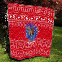Tunisia Christmas Quilt with Desert Camel Crescent Snowflake Pattern and National Emblem - Wonder Print Shop
