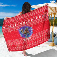 Tunisia Christmas Sarong with Desert Camel Crescent Snowflake Pattern and National Emblem - Wonder Print Shop