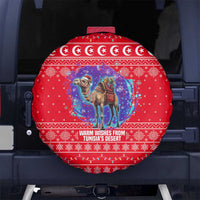 Tunisia Christmas Spare Tire Cover with Desert Camel Crescent Snowflake Pattern and National Emblem - Wonder Print Shop