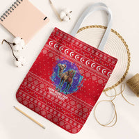 Tunisia Christmas Tote Bag with Desert Camel Crescent Snowflake Pattern and National Emblem - Wonder Print Shop