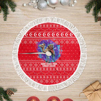 Tunisia Christmas Tree Skirt with Desert Camel Crescent Snowflake Pattern and National Emblem - Wonder Print Shop