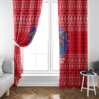 Tunisia Christmas Window Curtain with Desert Camel Crescent Snowflake Pattern and National Emblem - Wonder Print Shop