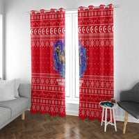 Tunisia Christmas Window Curtain with Desert Camel Crescent Snowflake Pattern and National Emblem - Wonder Print Shop