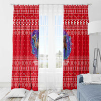 Tunisia Christmas Window Curtain with Desert Camel Crescent Snowflake Pattern and National Emblem - Wonder Print Shop