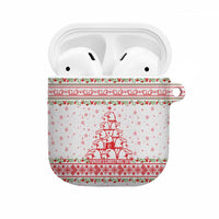 Tunisia Christmas AirPods Case with Red Falcon Tree White Snowflake Pattern and Festive Borders - Wonder Print Shop