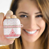Tunisia Christmas AirPods Case with Red Falcon Tree White Snowflake Pattern and Festive Borders - Wonder Print Shop