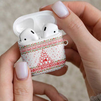 Tunisia Christmas AirPods Case with Red Falcon Tree White Snowflake Pattern and Festive Borders - Wonder Print Shop
