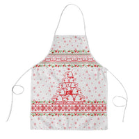 Tunisia Christmas Apron with Red Falcon Tree White Snowflake Pattern and Festive Borders - Wonder Print Shop