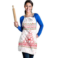 Tunisia Christmas Apron with Red Falcon Tree White Snowflake Pattern and Festive Borders - Wonder Print Shop