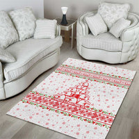 Tunisia Christmas Area Rug with Red Falcon Tree White Snowflake Pattern and Festive Borders - Wonder Print Shop
