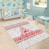 Tunisia Christmas Area Rug with Red Falcon Tree White Snowflake Pattern and Festive Borders - Wonder Print Shop