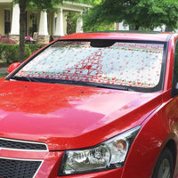 Tunisia Christmas Auto Sun Shade with Red Falcon Tree White Snowflake Pattern and Festive Borders - Wonder Print Shop