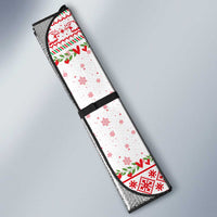 Tunisia Christmas Auto Sun Shade with Red Falcon Tree White Snowflake Pattern and Festive Borders - Wonder Print Shop