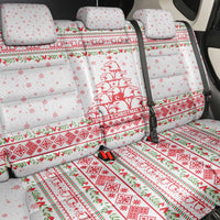 Tunisia Christmas Back Car Seat Cover with Red Falcon Tree White Snowflake Pattern and Festive Borders - Wonder Print Shop