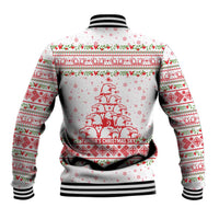 Tunisia Christmas Baseball Jacket with Red Falcon Tree White Snowflake Pattern and Festive Borders - Wonder Print Shop