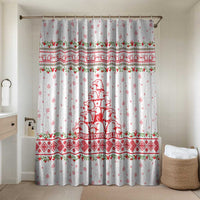 Tunisia Christmas Bathroom Set with Red Falcon Tree White Snowflake Pattern and Festive Borders - Wonder Print Shop