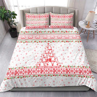 Tunisia Christmas Bedding Set with Red Falcon Tree White Snowflake Pattern and Festive Borders - Wonder Print Shop