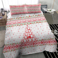 Tunisia Christmas Bedding Set with Red Falcon Tree White Snowflake Pattern and Festive Borders - Wonder Print Shop