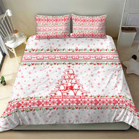 Tunisia Christmas Bedding Set with Red Falcon Tree White Snowflake Pattern and Festive Borders - Wonder Print Shop