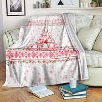 Tunisia Christmas Blanket with Red Falcon Tree White Snowflake Pattern and Festive Borders - Wonder Print Shop