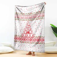 Tunisia Christmas Blanket with Red Falcon Tree White Snowflake Pattern and Festive Borders - Wonder Print Shop