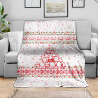 Tunisia Christmas Blanket with Red Falcon Tree White Snowflake Pattern and Festive Borders - Wonder Print Shop