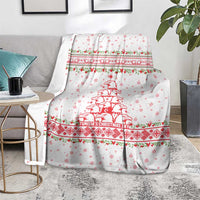 Tunisia Christmas Blanket with Red Falcon Tree White Snowflake Pattern and Festive Borders - Wonder Print Shop