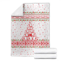 Tunisia Christmas Blanket with Red Falcon Tree White Snowflake Pattern and Festive Borders - Wonder Print Shop