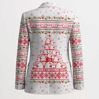 Tunisia Christmas Blazer with Red Falcon Tree White Snowflake Pattern and Festive Borders - Wonder Print Shop