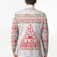 Tunisia Christmas Blazer with Red Falcon Tree White Snowflake Pattern and Festive Borders - Wonder Print Shop
