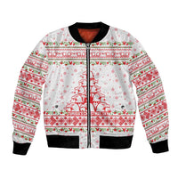 Tunisia Christmas Bomber Jacket with Red Falcon Tree White Snowflake Pattern and Festive Borders - Wonder Print Shop