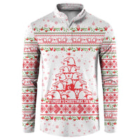 Tunisia Christmas Button Sweatshirt with Red Falcon Tree White Snowflake Pattern and Festive Borders - Wonder Print Shop