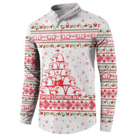 Tunisia Christmas Button Sweatshirt with Red Falcon Tree White Snowflake Pattern and Festive Borders - Wonder Print Shop