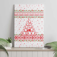 Tunisia Christmas Canvas Wall Art with Red Falcon Tree White Snowflake Pattern and Festive Borders - Wonder Print Shop