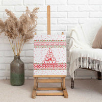 Tunisia Christmas Canvas Wall Art with Red Falcon Tree White Snowflake Pattern and Festive Borders - Wonder Print Shop
