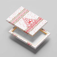 Tunisia Christmas Canvas Wall Art with Red Falcon Tree White Snowflake Pattern and Festive Borders - Wonder Print Shop