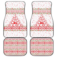 Tunisia Christmas Car Mats with Red Falcon Tree White Snowflake Pattern and Festive Borders - Wonder Print Shop