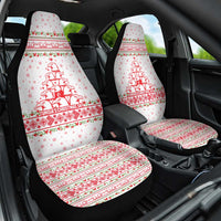 Tunisia Christmas Car Seat Cover with Red Falcon Tree White Snowflake Pattern and Festive Borders - Wonder Print Shop