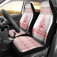Tunisia Christmas Car Seat Cover with Red Falcon Tree White Snowflake Pattern and Festive Borders - Wonder Print Shop