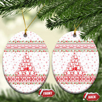 Tunisia Christmas Ceramic Ornament with Red Falcon Tree White Snowflake Pattern and Festive Borders - Wonder Print Shop