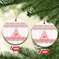 Tunisia Christmas Ceramic Ornament with Red Falcon Tree White Snowflake Pattern and Festive Borders - Wonder Print Shop
