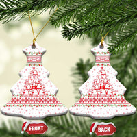 Tunisia Christmas Ceramic Ornament with Red Falcon Tree White Snowflake Pattern and Festive Borders - Wonder Print Shop
