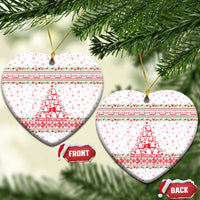 Tunisia Christmas Ceramic Ornament with Red Falcon Tree White Snowflake Pattern and Festive Borders - Wonder Print Shop