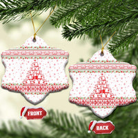 Tunisia Christmas Ceramic Ornament with Red Falcon Tree White Snowflake Pattern and Festive Borders - Wonder Print Shop