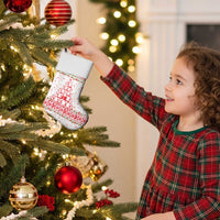 Tunisia Christmas Stocking with Red Falcon Tree White Snowflake Pattern and Festive Borders - Wonder Print Shop