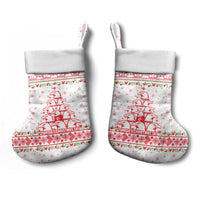 Tunisia Christmas Stocking with Red Falcon Tree White Snowflake Pattern and Festive Borders - Wonder Print Shop