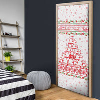 Tunisia Christmas Door Cover with Red Falcon Tree White Snowflake Pattern and Festive Borders - Wonder Print Shop