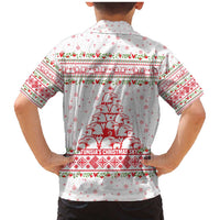 Tunisia Christmas Family Matching Mermaid Dress and Hawaiian Shirt with Red Falcon Tree White Snowflake Pattern and Festive Borders - Wonder Print Shop